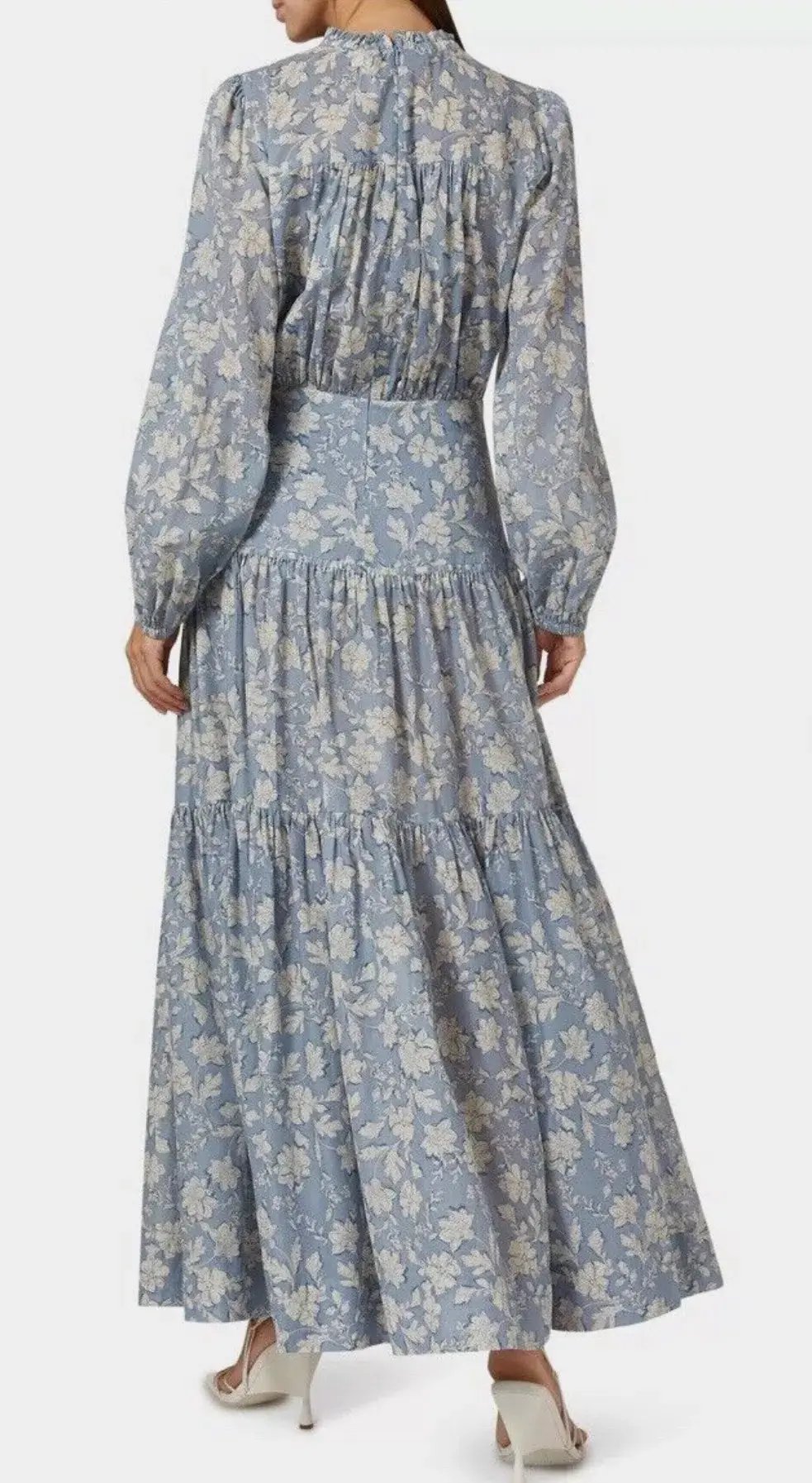 Bec & Bridge Floral Skies Full Bell Sleeve Maxi Dress Blue Size 8 photo 4
