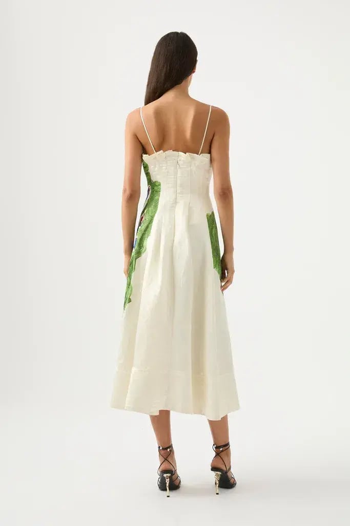 Aje Paradiso Cinched Midi Dress Sundress Green Floral Size AU 12 photo 4