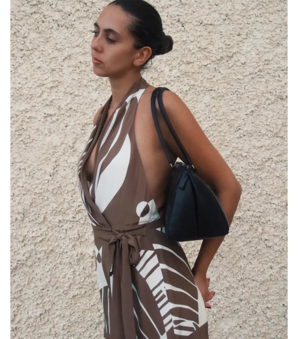 Sir The Label Almara Wrap Halter Mini Dress Espresso Stripe Size 3 / AU 12 photo 3