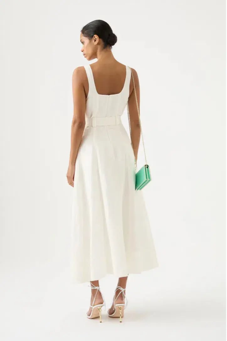 Aje Clay Belted Midi Dress Ivory Size 6 / XS photo 3