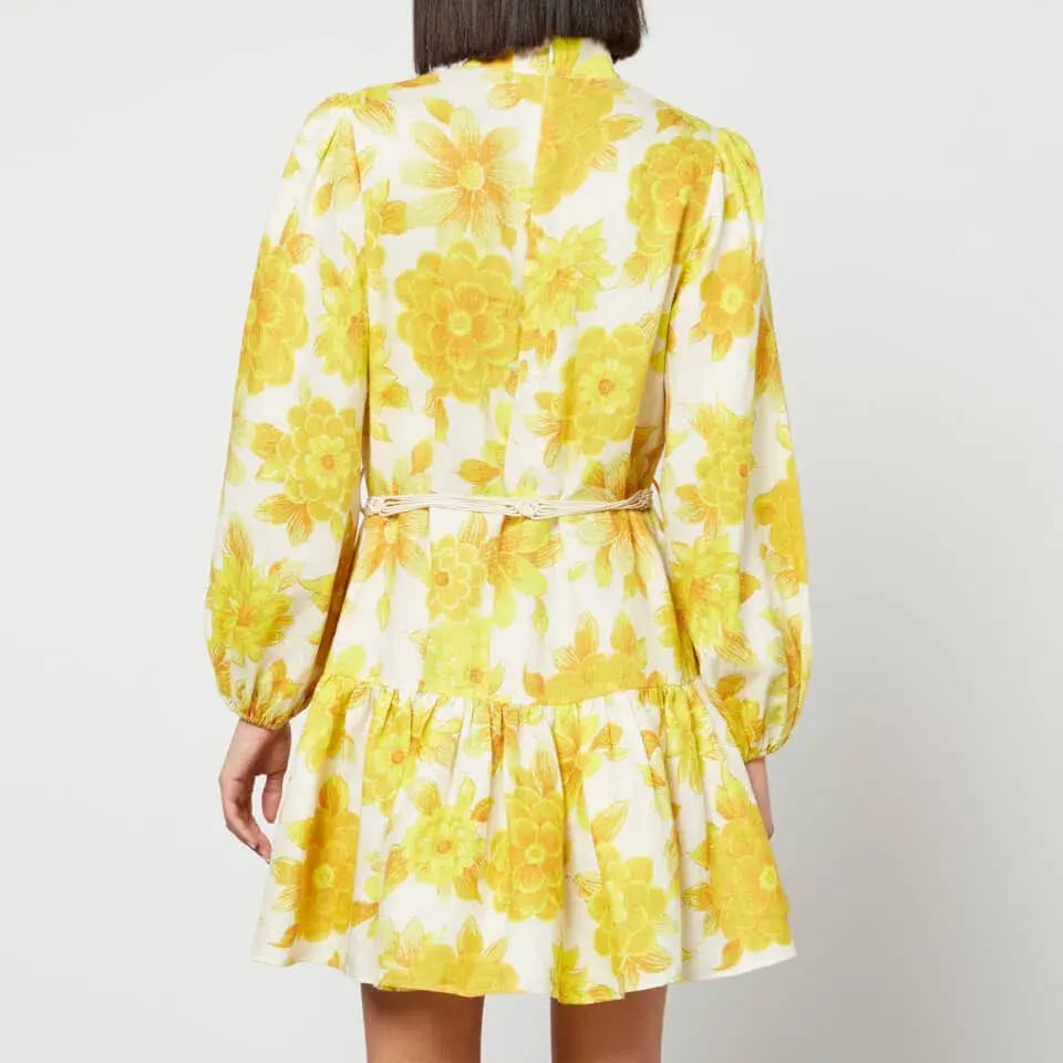 Alemais Sonny Linen Mini Dress Floral Print Size AU 10 photo 3
