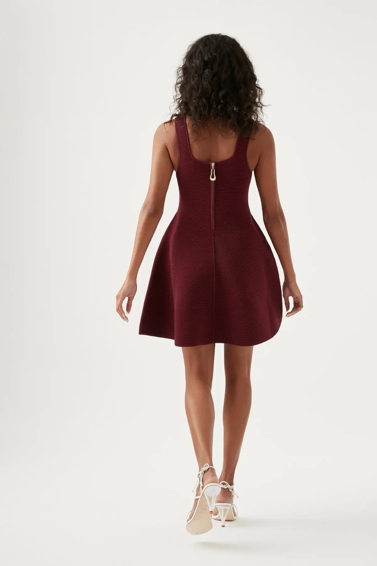 Aje Cast Knit Mini Dress Burgundy Size 8 photo 3