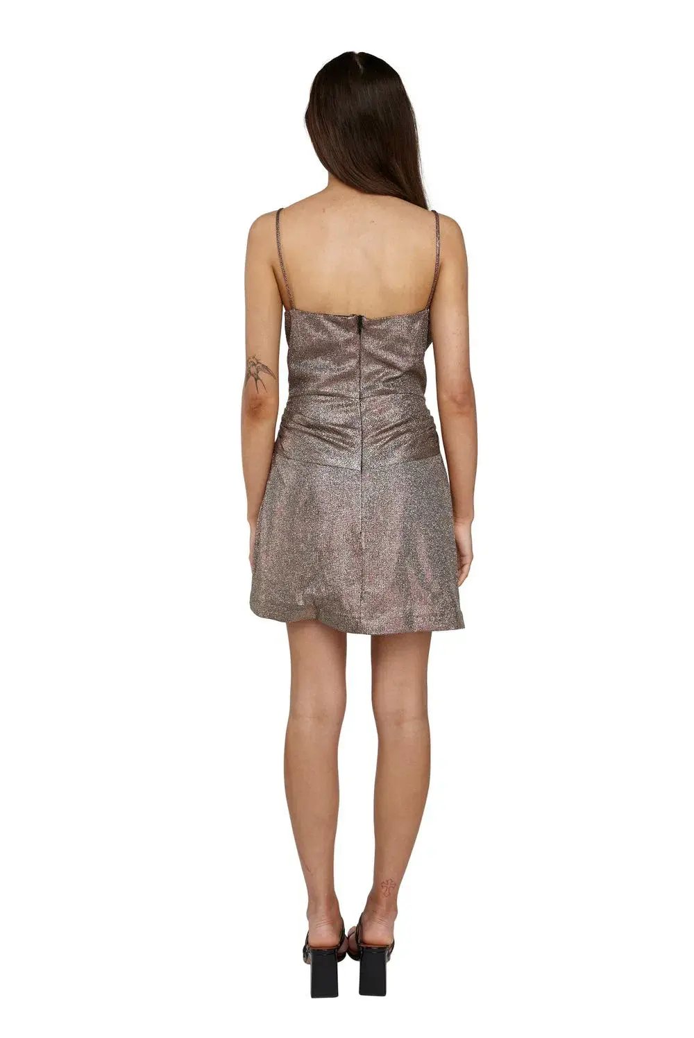 House of CB Socorro Sparkle Mini Drape Dress Silver Size XS/AU 6 photo 2