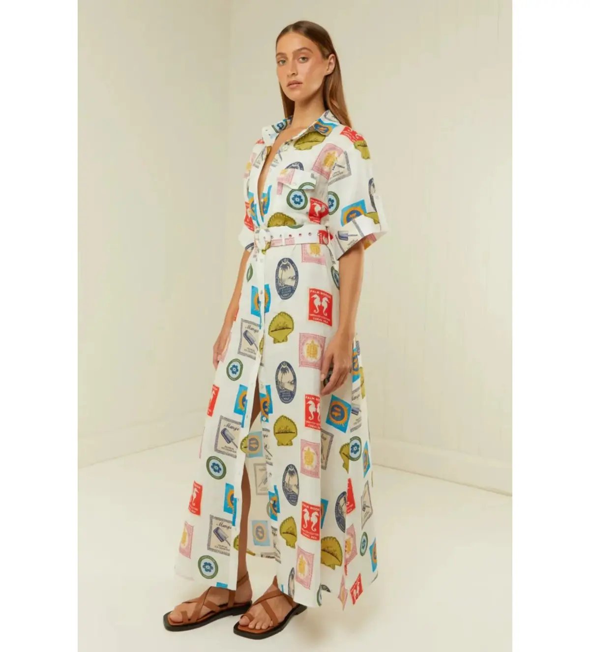 Palm Noosa Memento Maxi Dress Holiday Stamp Size AU 6 photo 3