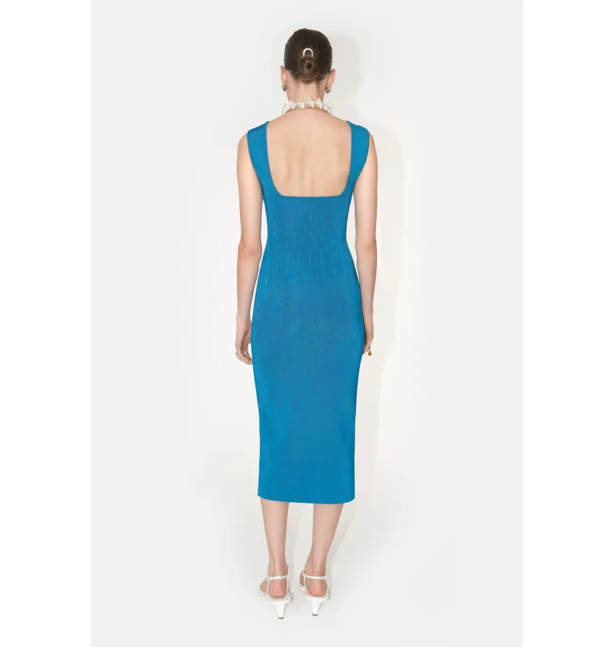 Galvan London Electra Stretch Knit Midi Dress Electric Blue Size XL AU 14 photo 5