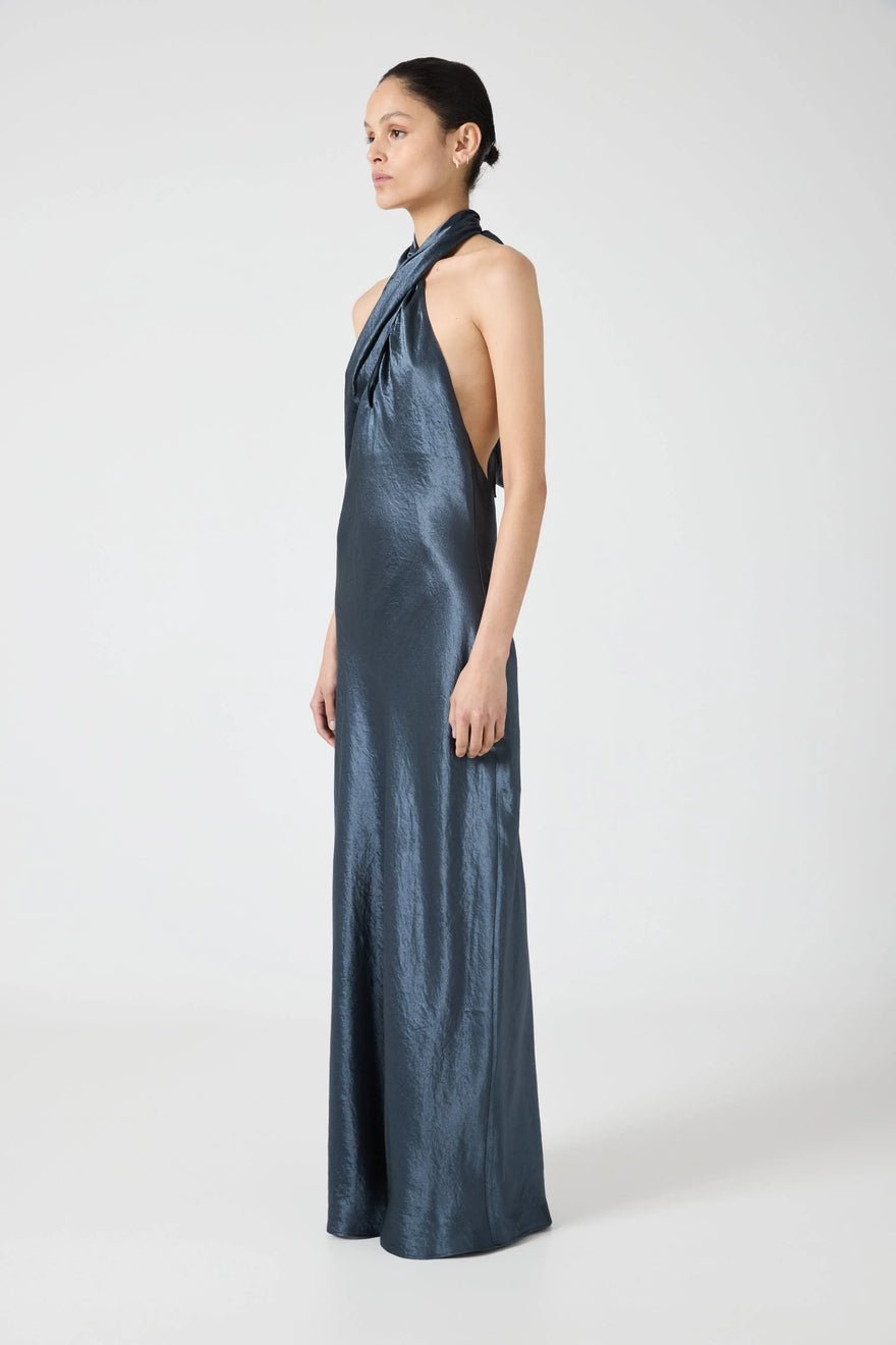 Third Form Crush Wrap Neck Floor Length - Gunmetal photo 3