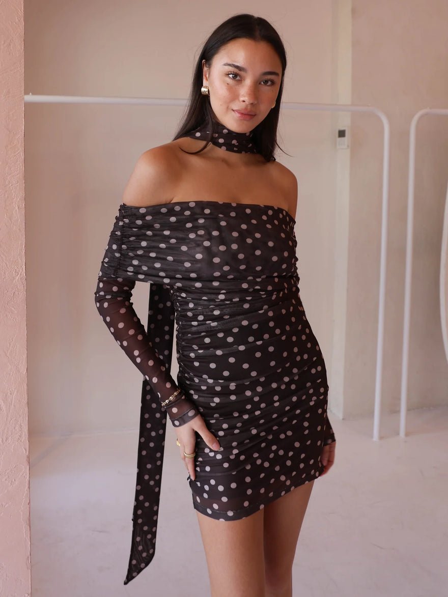 By Nicola Boston Mini Dress - Chocolate Polka photo 2