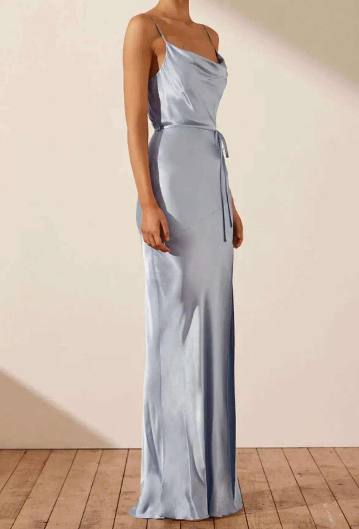 Shona Joy La Lune Bias Cowl Maxi in Powder Blue Size 6 photo 4