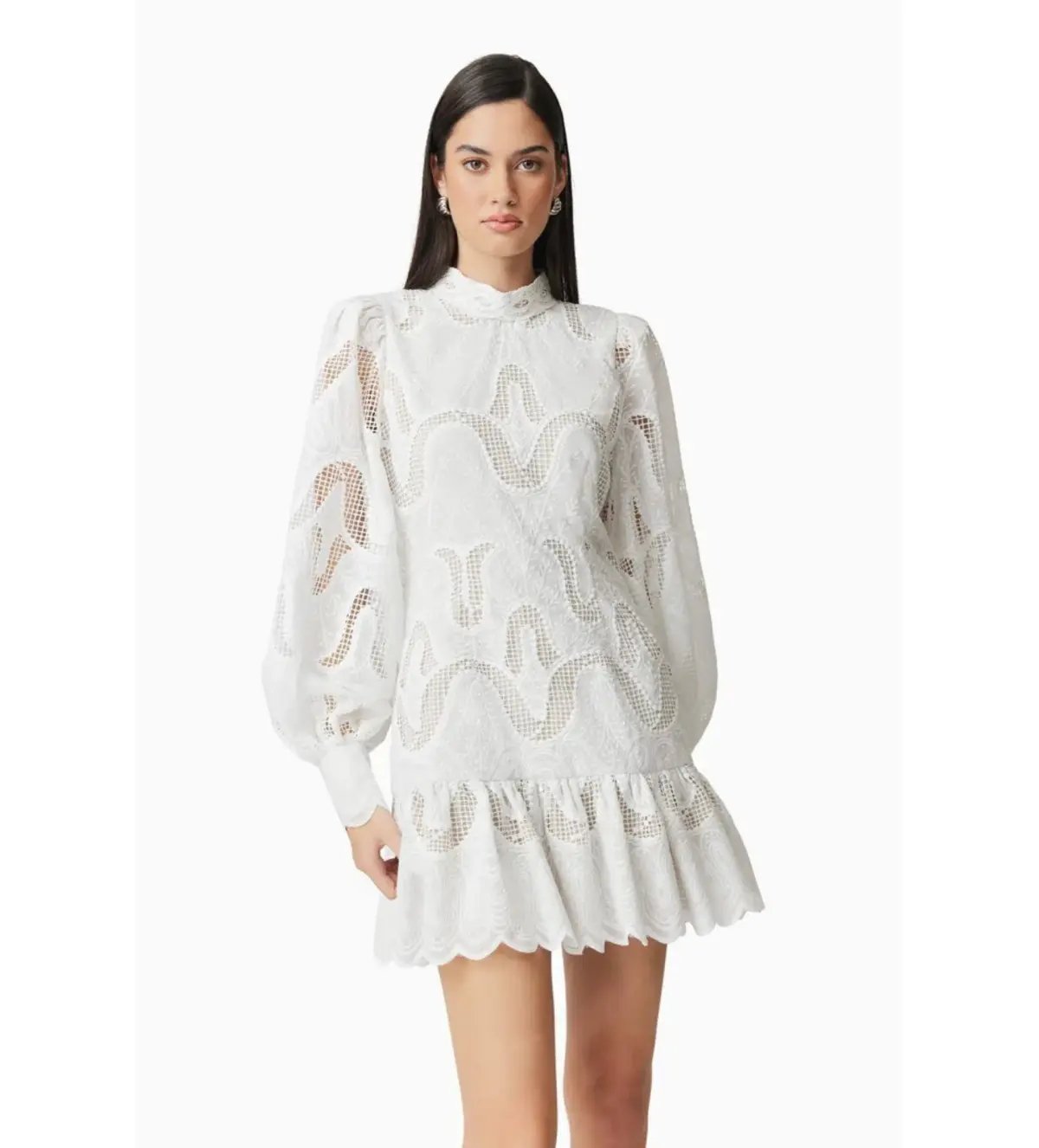 Elliatt Eliza Long Sleeve Mini Dress White Size AU 8 photo 2