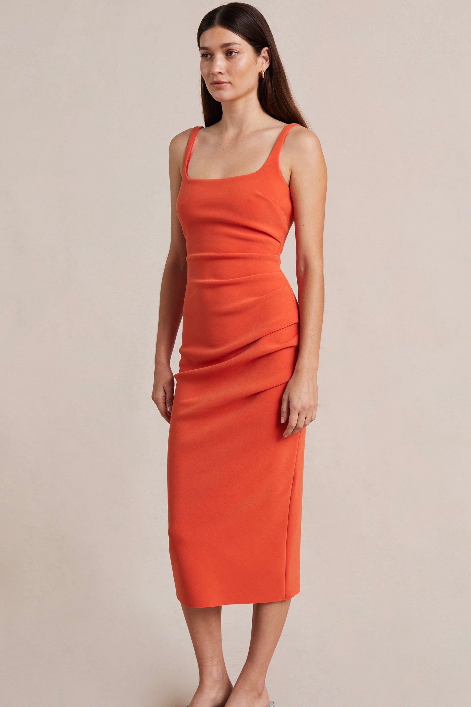 BEC & BRIDGE ELROY TUCK MIDI DRESS - FLAME photo 2
