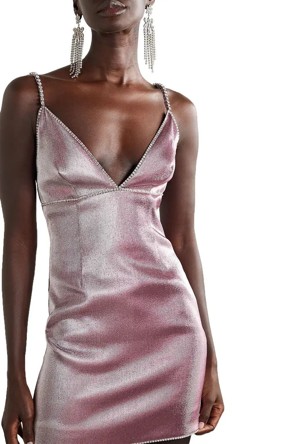 Area NYC Crystal-embellished Lurex Mini Dress Pink Size L/Au 12 photo 3