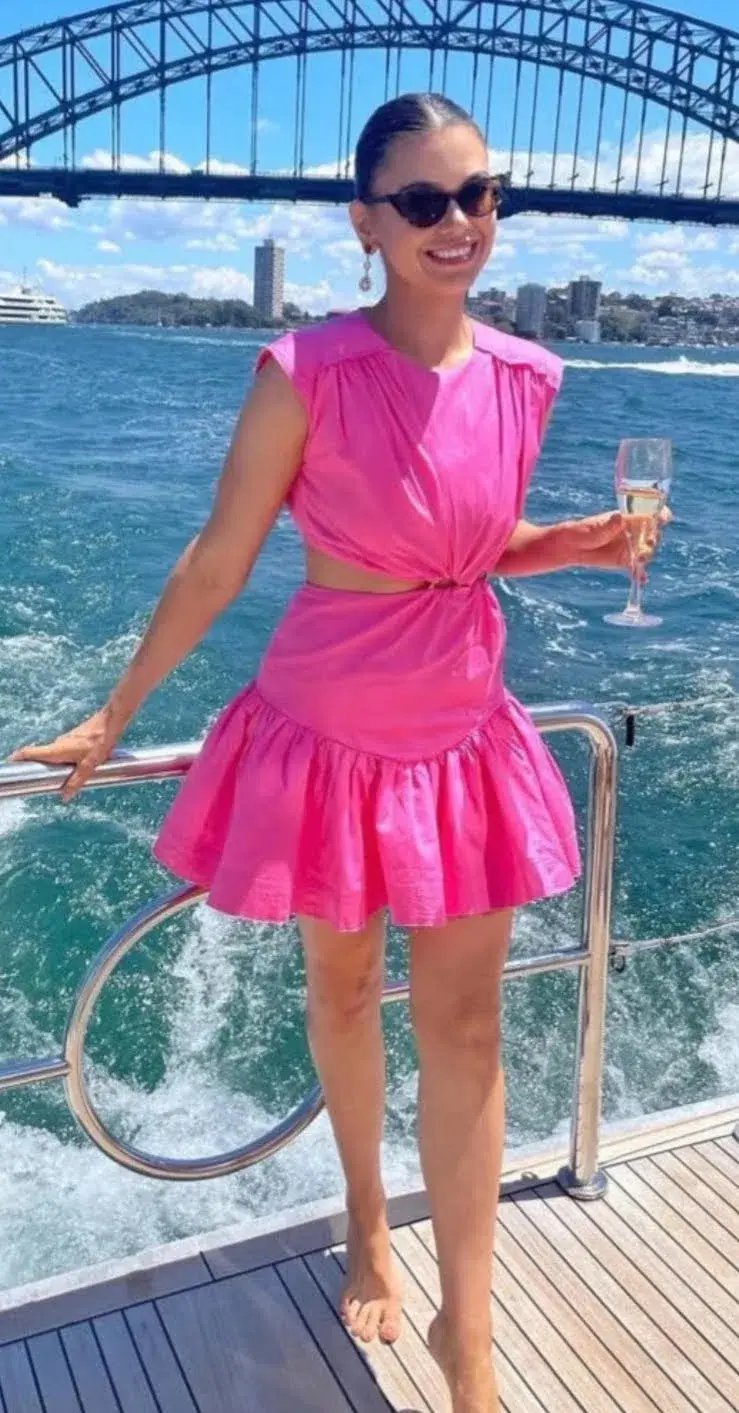 Aje Solstice Cut Out Ring Flip Mini Dress Pink Size 16 photo 4