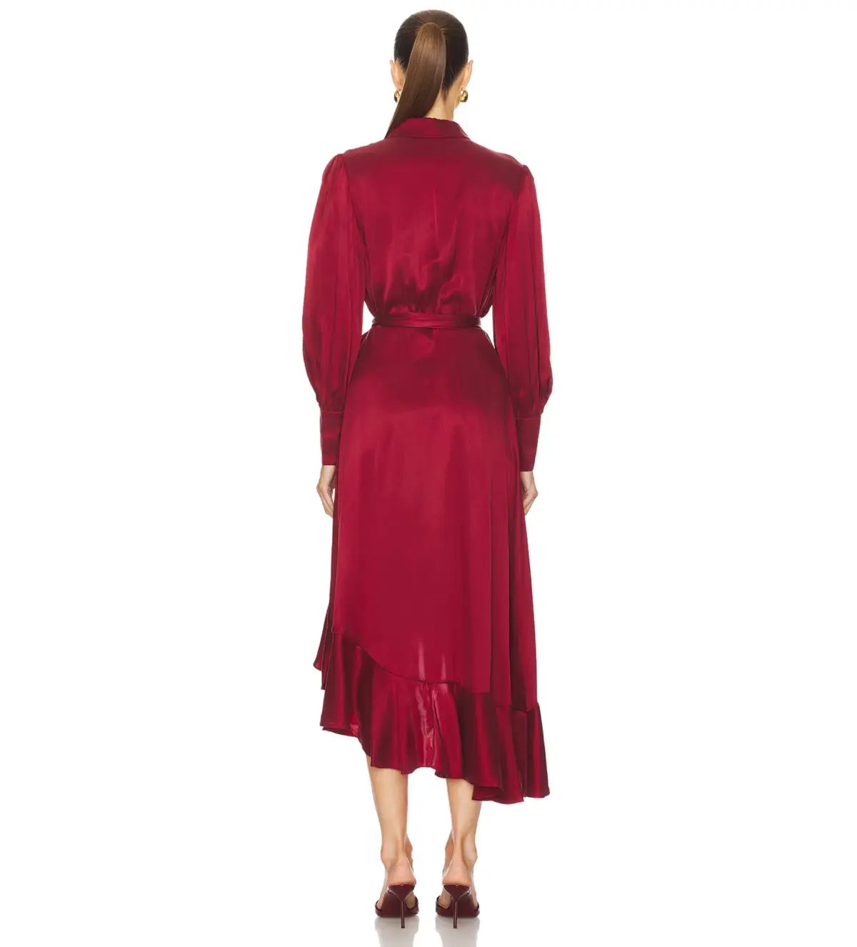Zimmermann Silk Wrap Midi Dress in Burgundy Size 8 photo 2