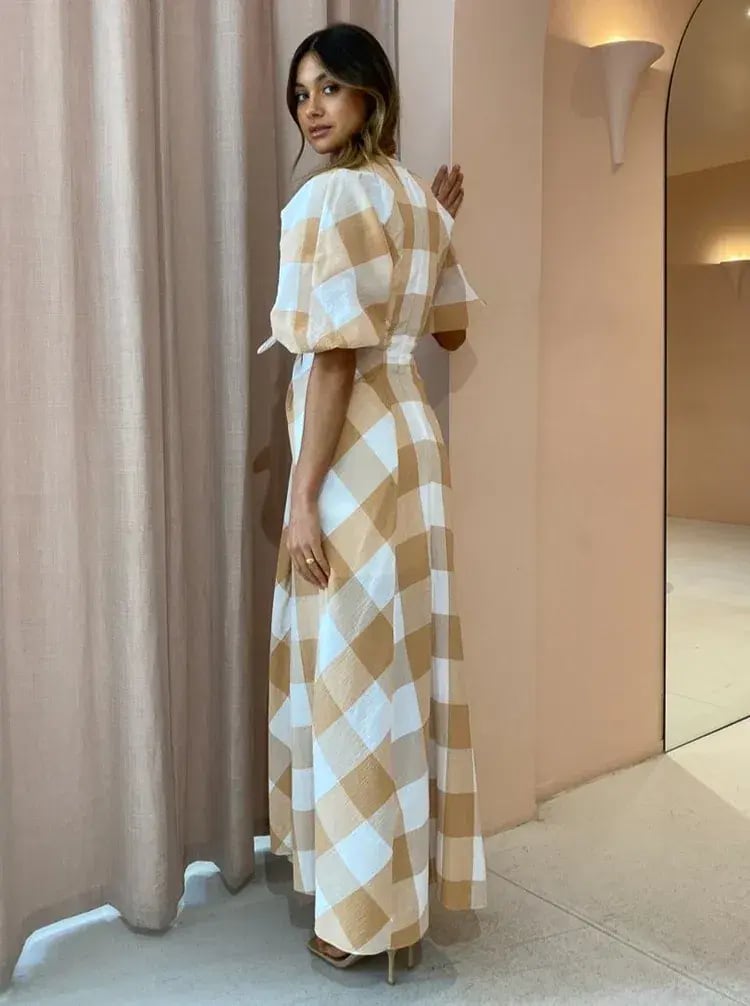 Significant Other Frida Dress In Caramel Check Print Size AU 6 photo 2