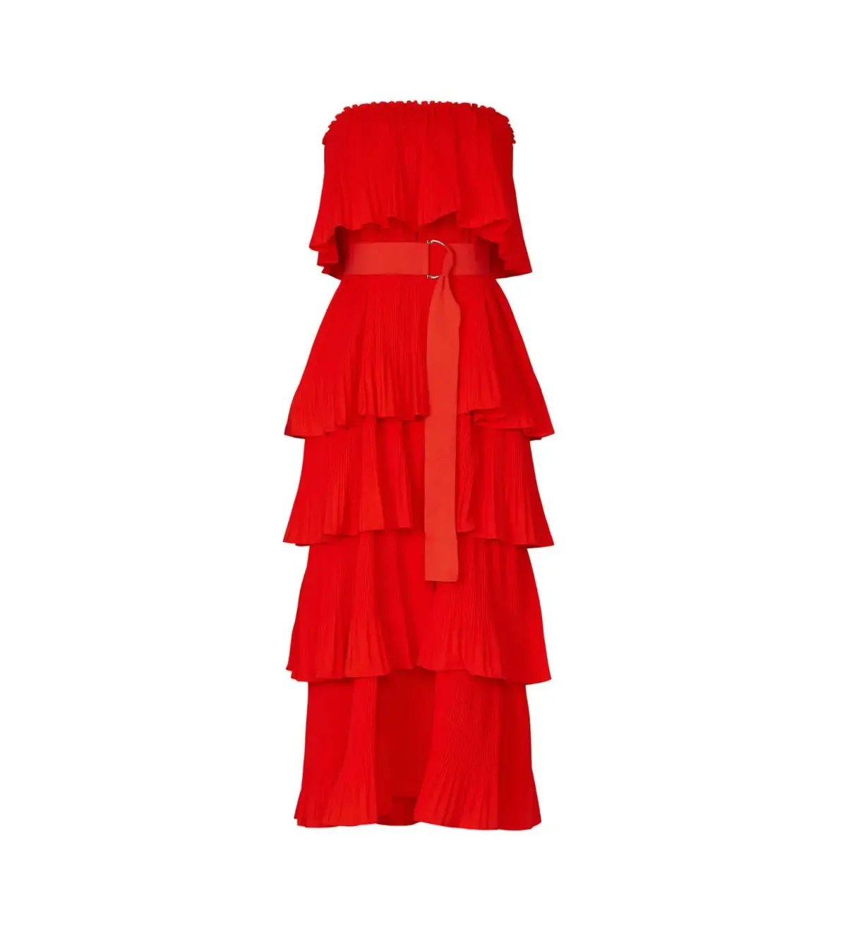 Essentiel Antwerp Valentina Ruffled Midi Dress Berry Red Size AU 10 photo 6