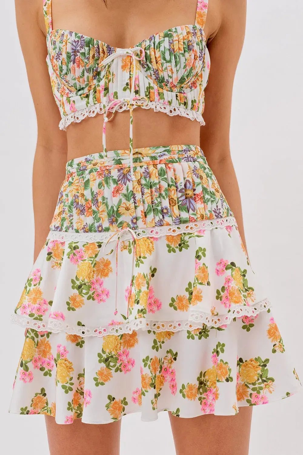 For Love and Lemons Rosalyn Skirt and Top Set Print Size 10 photo 3