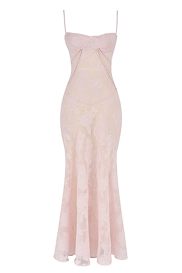 HOUSE OF CB SEREN FLORAL LACE BACK MAXI DRESS - SOFT PINK photo 6