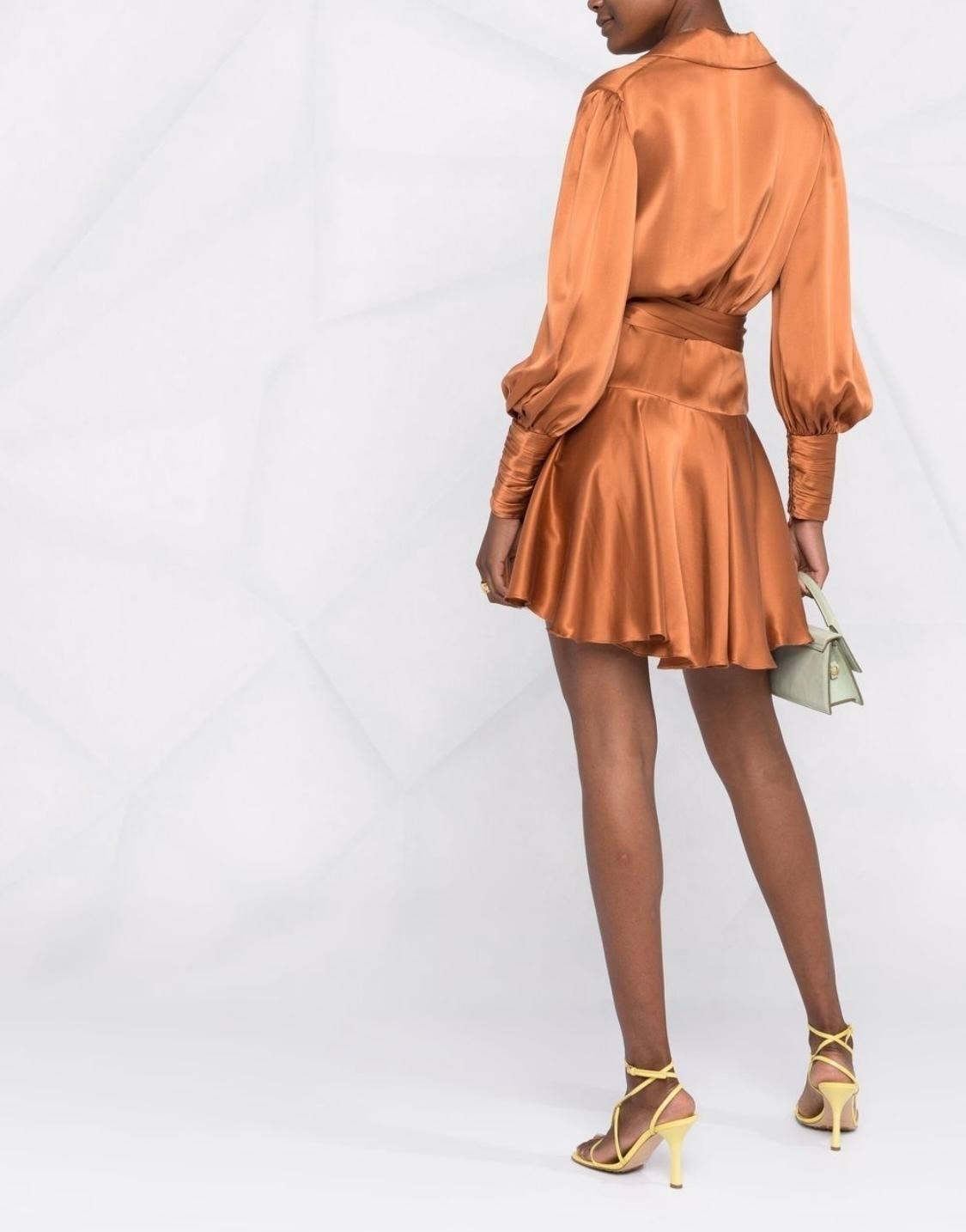 Zimmermann Belted Silk Wrap Dress Orange Size 6 photo 3