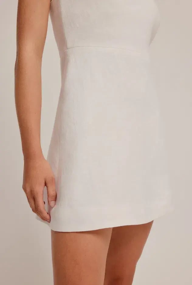 Venroy Linen Strapless Mini Dress White Size AU 8 photo 4