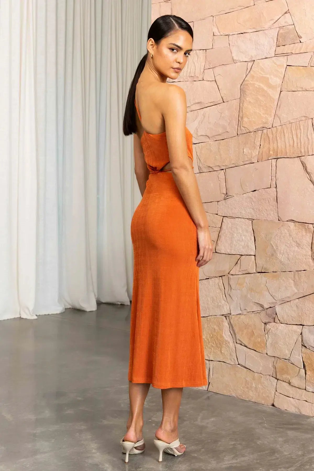 Misha Adara Midi Dress Orange Size 10/M photo 3