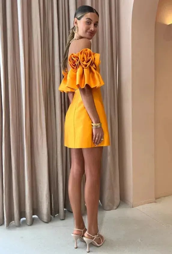 Alemais Macie Rosette Mini Dress in Saffron Yellow Size 10 photo 3