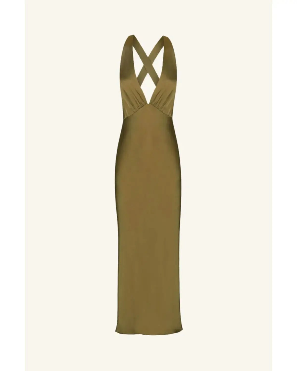 Shona Joy Arienzo Plunged Cross Back Midi Dress Green Olive Size AU 10 photo 4