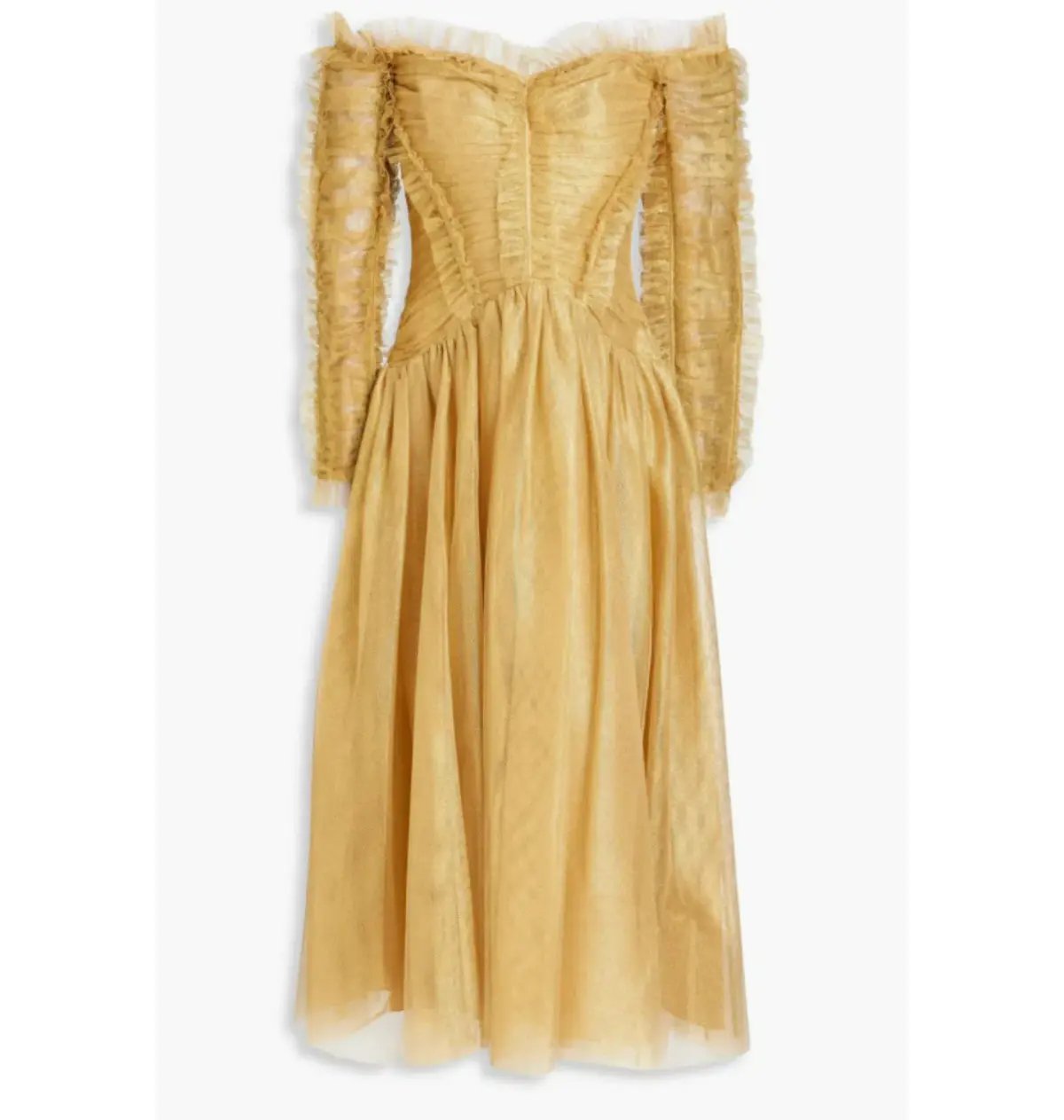 Zimmermann Prima Off Shoulder Dress Gold Size 1 / AU 10 photo 3