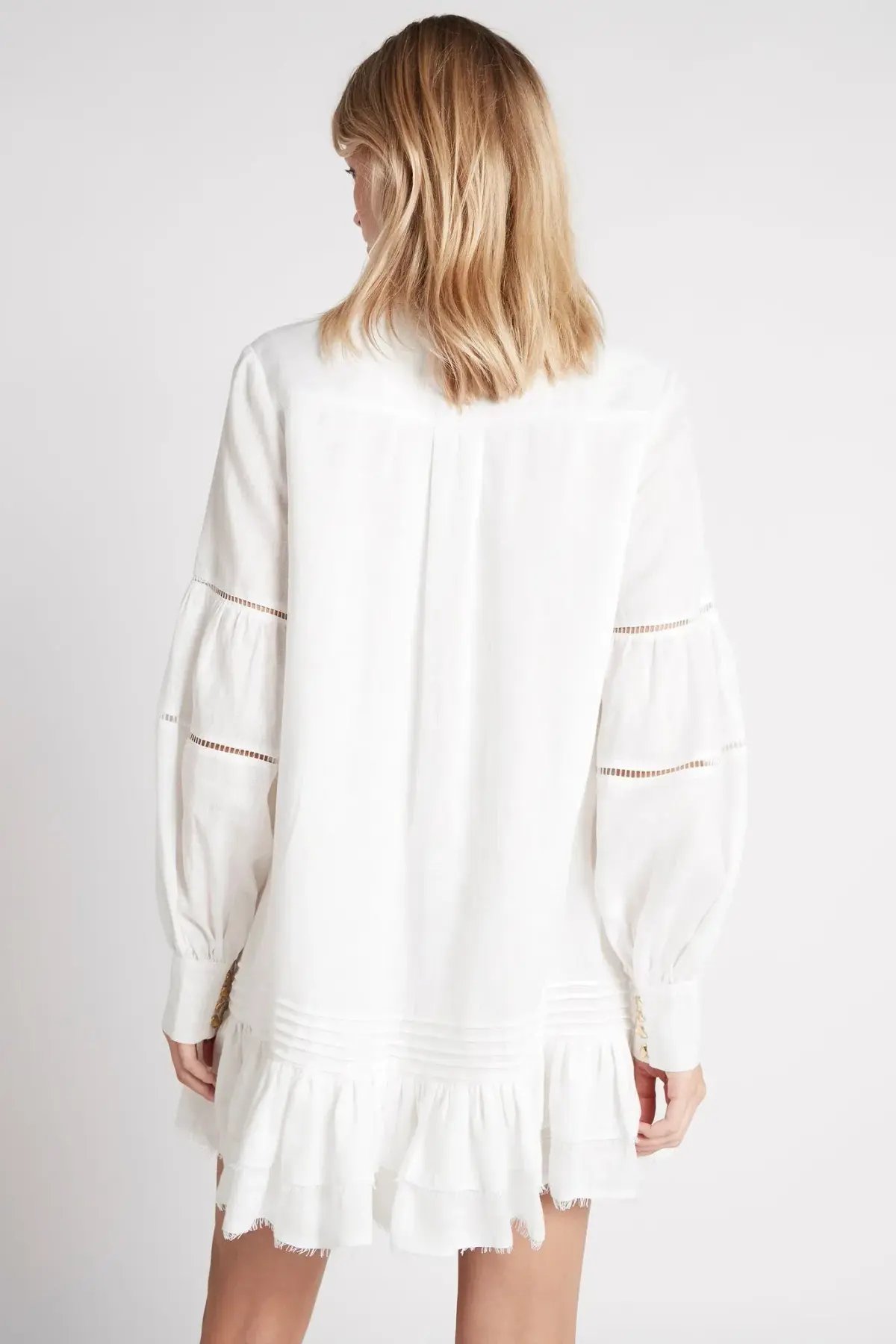 Aje Lotus Shirt Mini Dress Ivory Size 6 photo 3