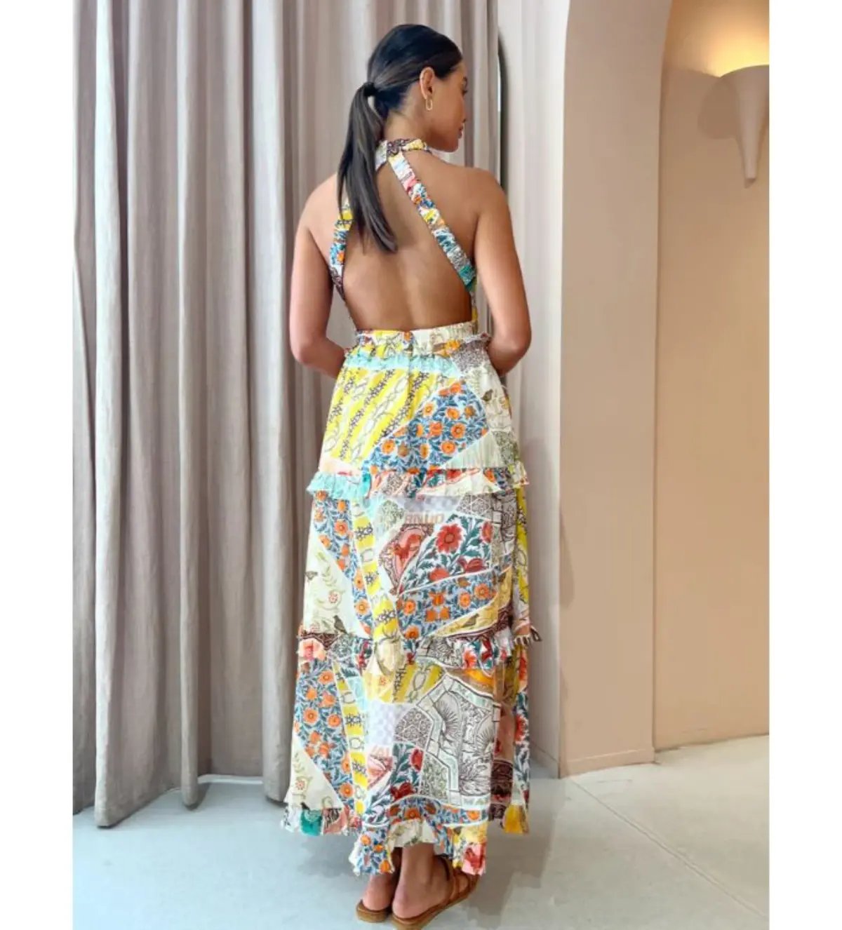 Kate Ford Zellejie Long Layered Maxi Dress Multi Print Size AU 6 photo 4