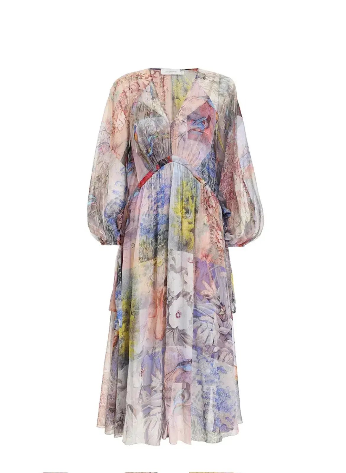Zimmermann Luminous Tie Sides Midi Dress Multi Floral Size 2/Au 14 photo 2