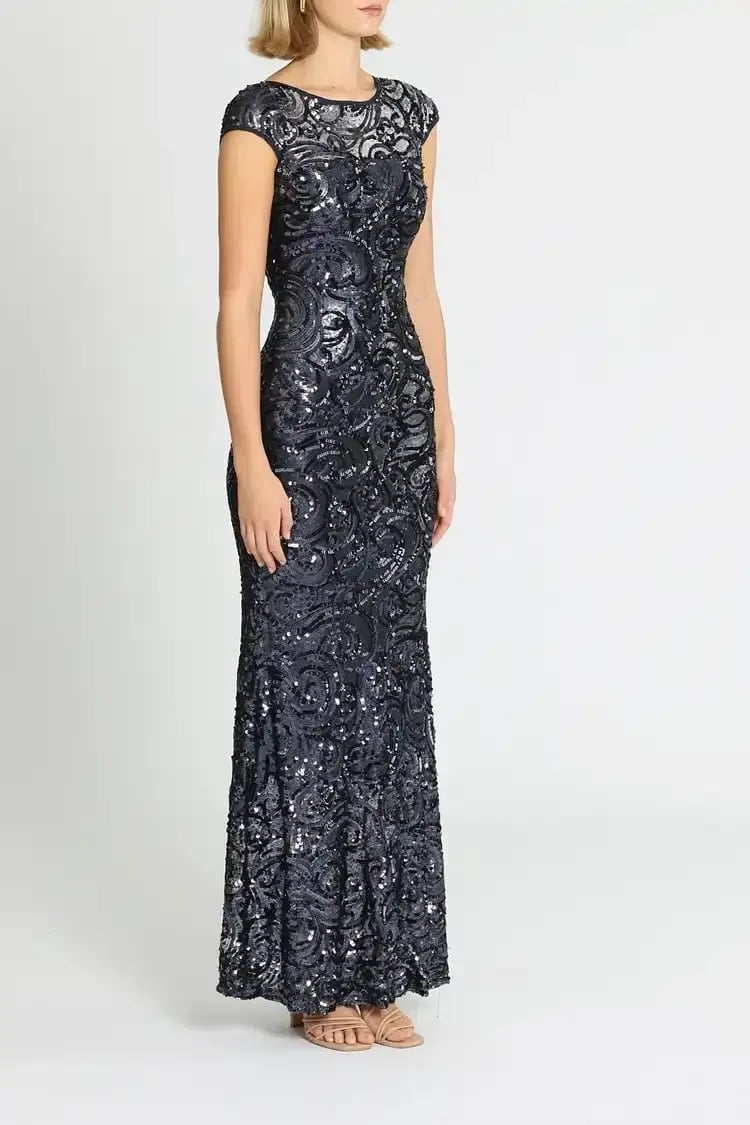 Langhem Katia Sparkle Gown in Navy Size 16 photo 2