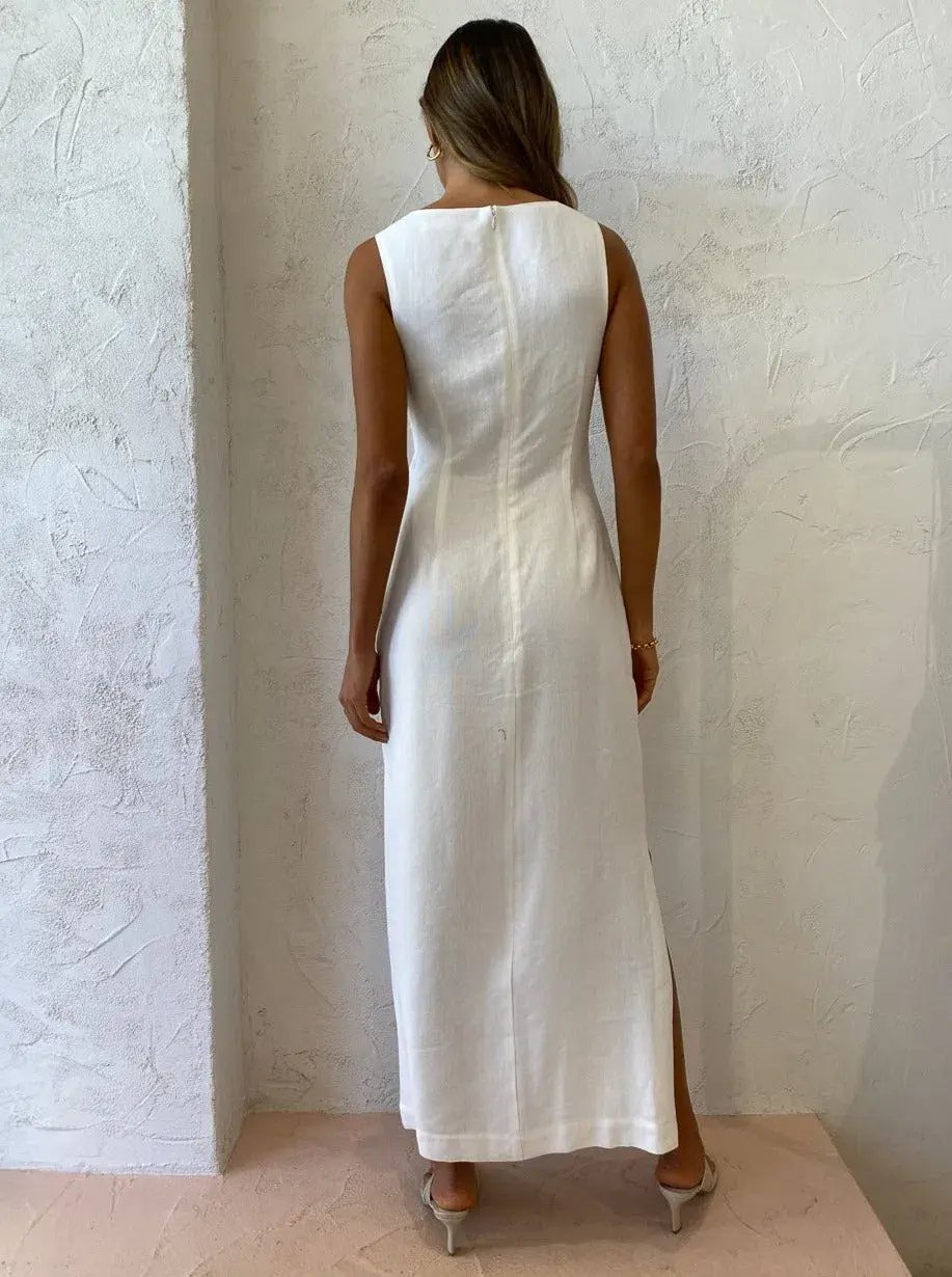 Sir The Label Clemence V Neck Dress Ivory Size 2/AU 10 photo 6