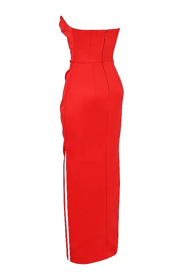 House of CB Adrienne Satin Strapless Gown Scarlet Red Size Large / Au 12 photo 9