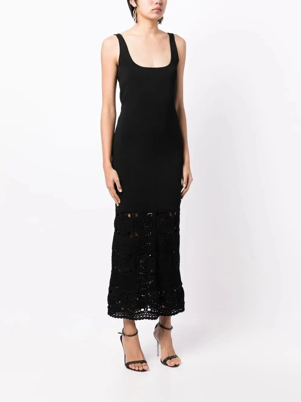 Rebecca Vallance Romina Crochet Trimmed Midi Dress Black Size L AU 12 photo 2