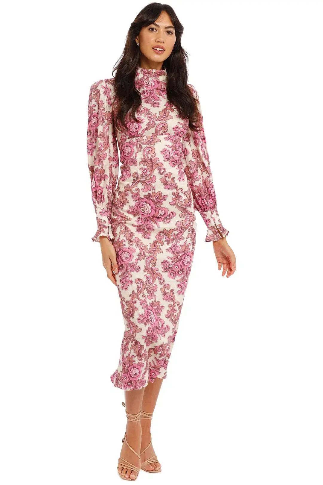 Alemais Isla Midi Dress in Magenta Floral Size 12 photo 2