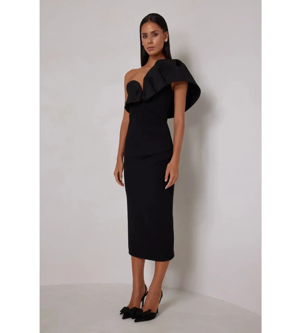 Elle Zeitoune Sharleene Midi Dress Black Size AU 16 photo 2