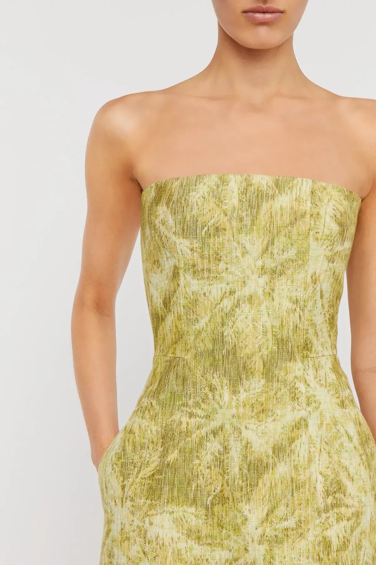 Scanlan Theodore Tinsel Linen Mini Dress Lime Size 10 photo 2