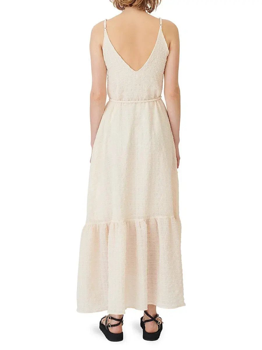 Maje Rolio Strappy Woven Maxi Dress Ecru Cream Size 34 / AU 6 photo 3