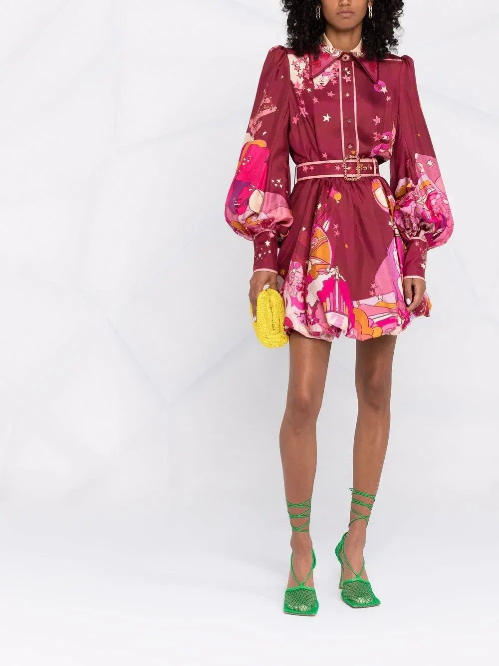 Zimmermann Concert Bubble Shirt Dress in Plum Collage Size 0/ AU 8 photo 2
