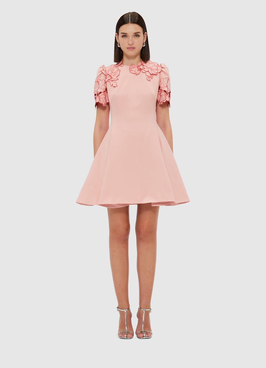 Leo Lin Elyse Appliqué Short Sleeve Mini Dress - Light Rose photo 2