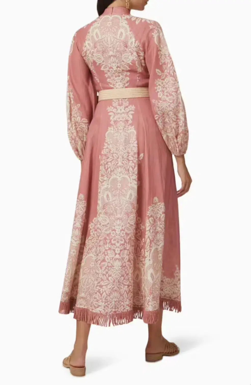 Zimmermann Pattie Fringed Midi Dress Pink Size 0/Au 8 photo 2