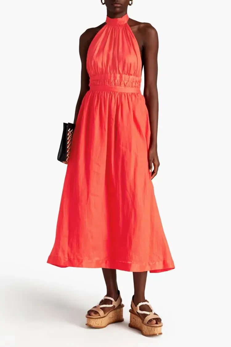 Zimmermann Shelly Halterneck Midi Dress Papaya Orange Size AU 6 photo 2