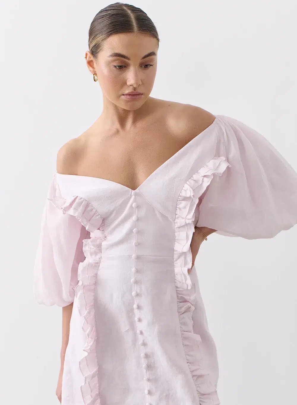 Joslin Studio Annabelle Linen Ramie Mini Dress Pink Size 6 photo 3