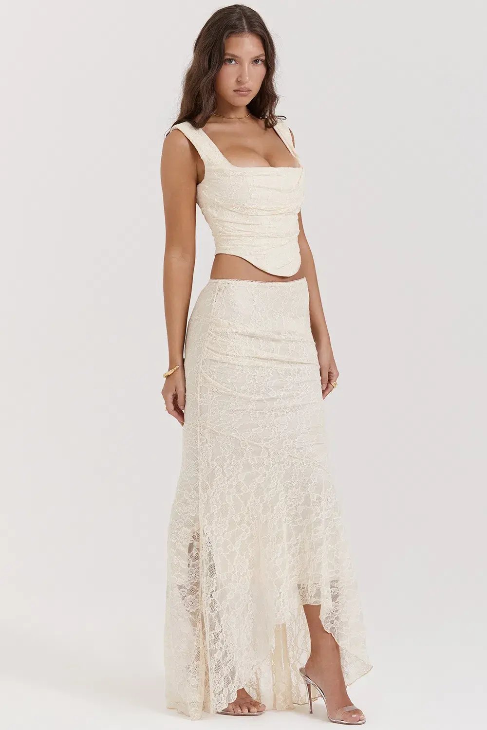House Of CB Una Corset and Therese Vintage Lace Skirt Set Cream Size M / AU 10 photo 2