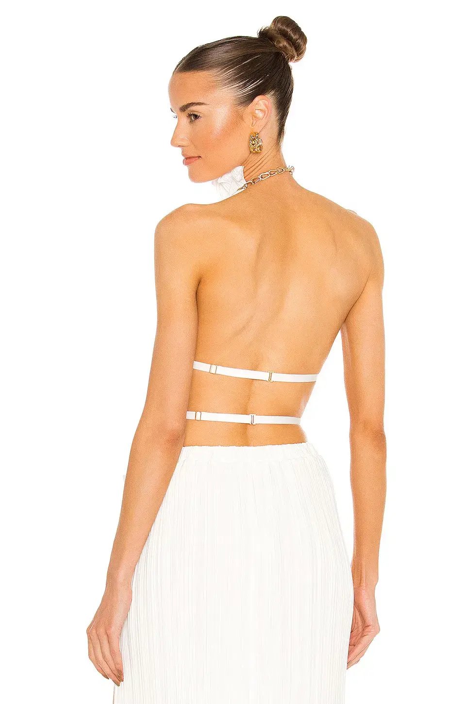 Dion Lee Chain Pleat Halter Top & Fluted Slit Skirt Set Ivory Size 8 photo 2