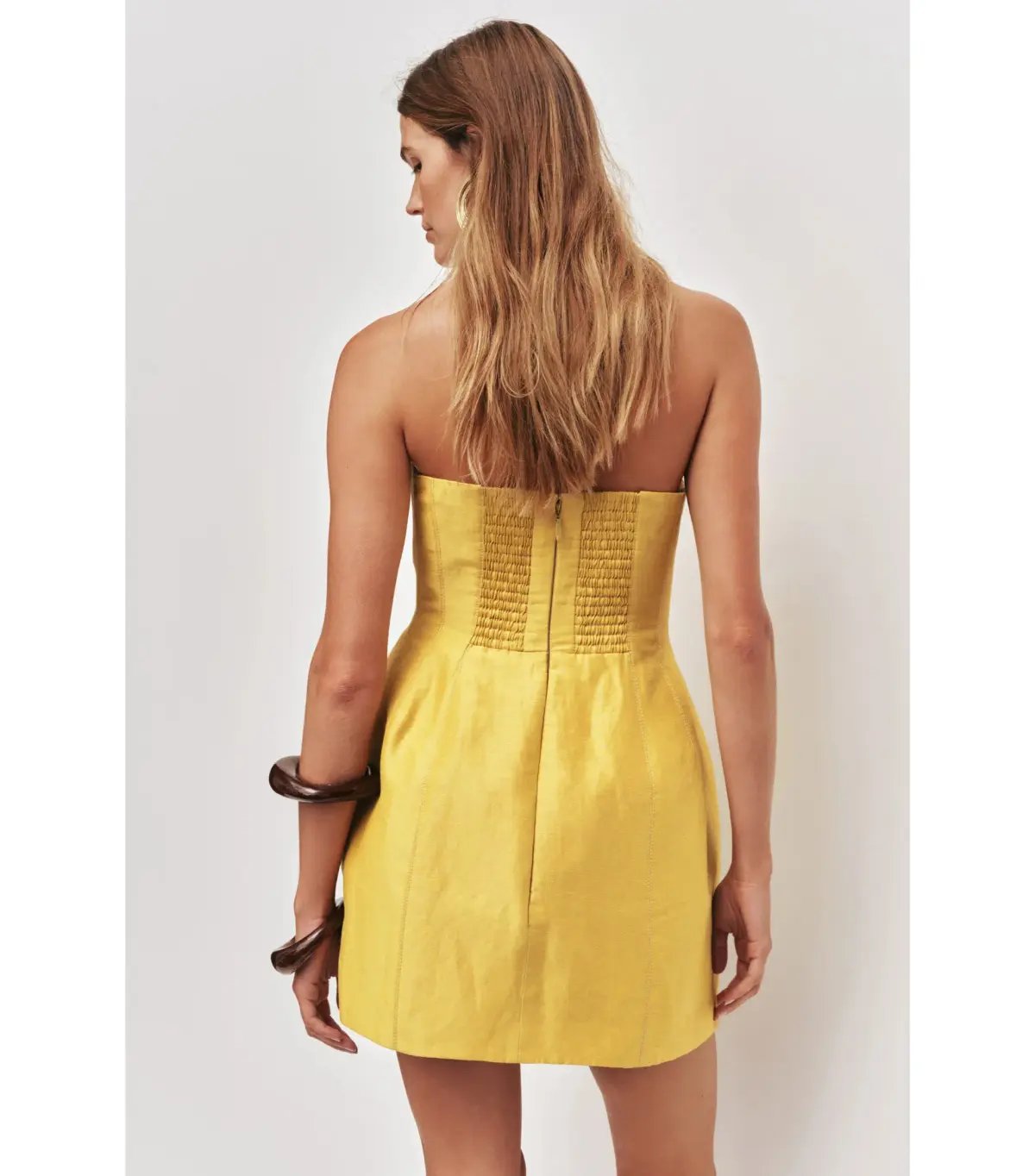 Aje Baret Strapless Mini Dress in Chartreuse Size AU 8 photo 4