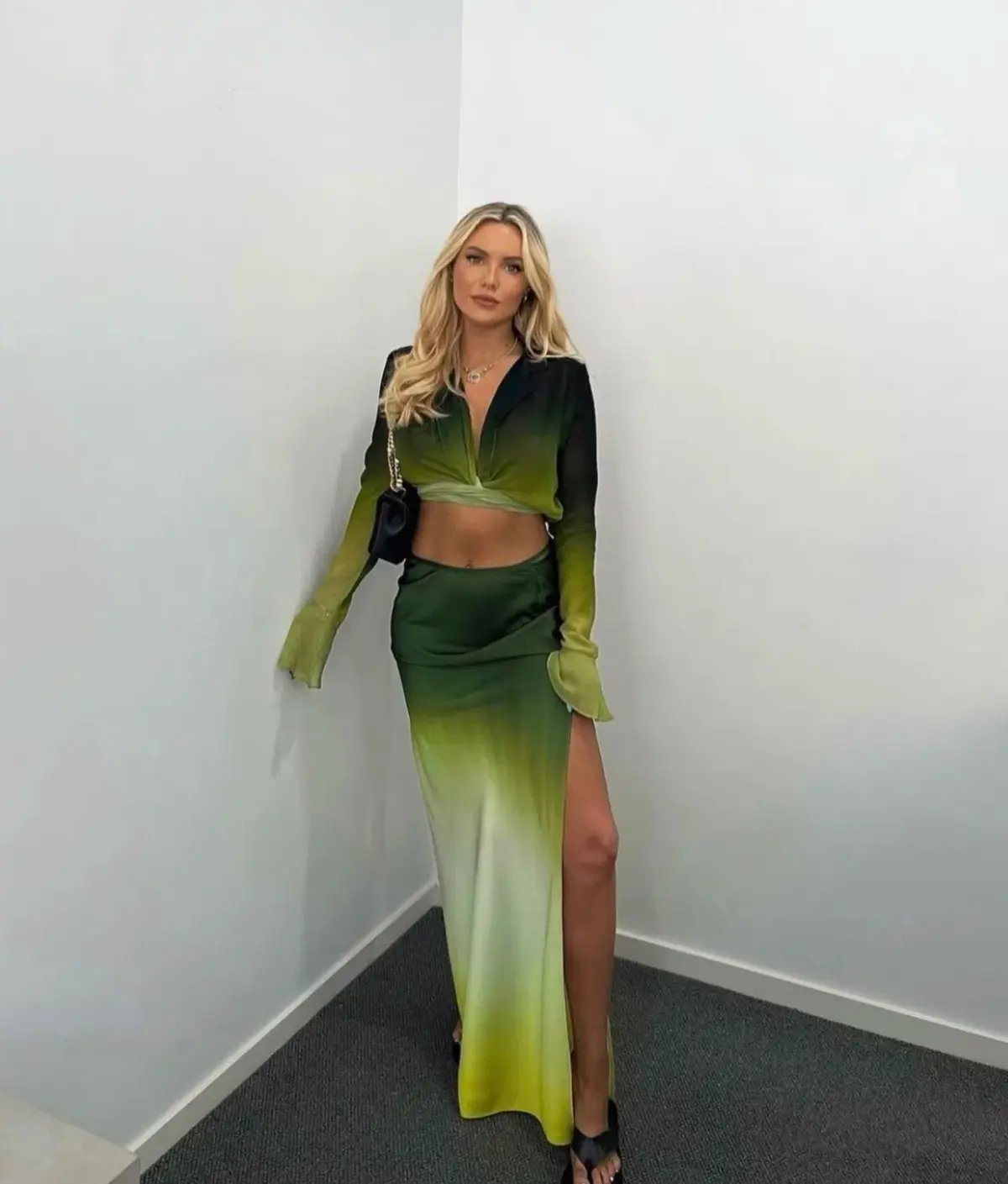 Rat & Boa Cypress Shirt and Skirt Set Dip-dyed Green Size XS/S photo 2