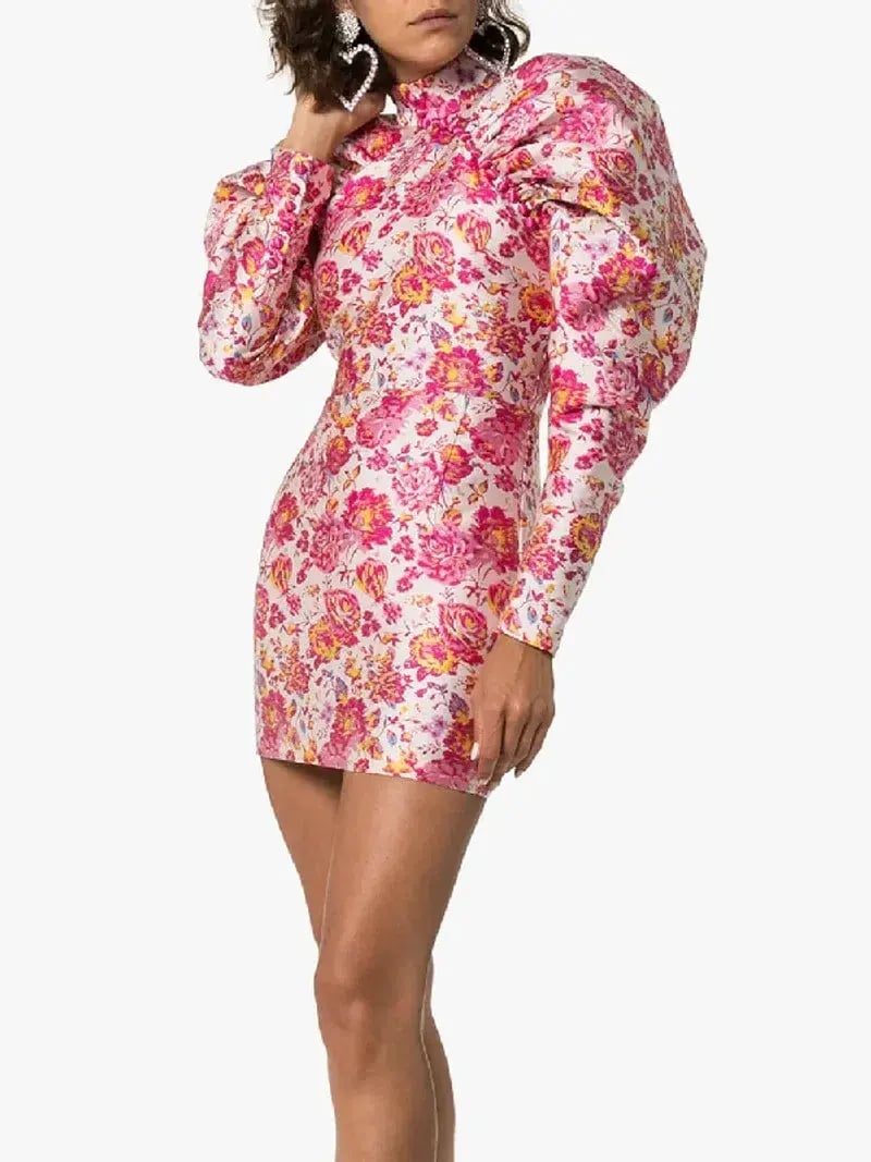 Rotate Birger Christensen  Number 1 Raspberry Rose Mini Dress Floral Size 10 photo 2