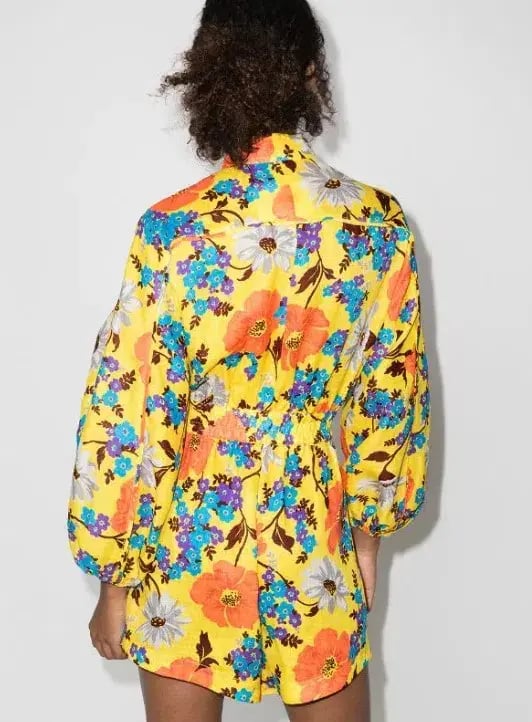 Zimmermann Linen Estelle Panelled Playsuit in Yellow Size 1/Au 10 photo 2