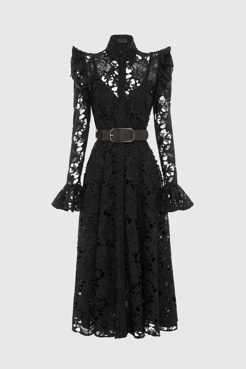 Leo Lin Aliyah Butterfly Sleeve Midi Dress - Black photo 4